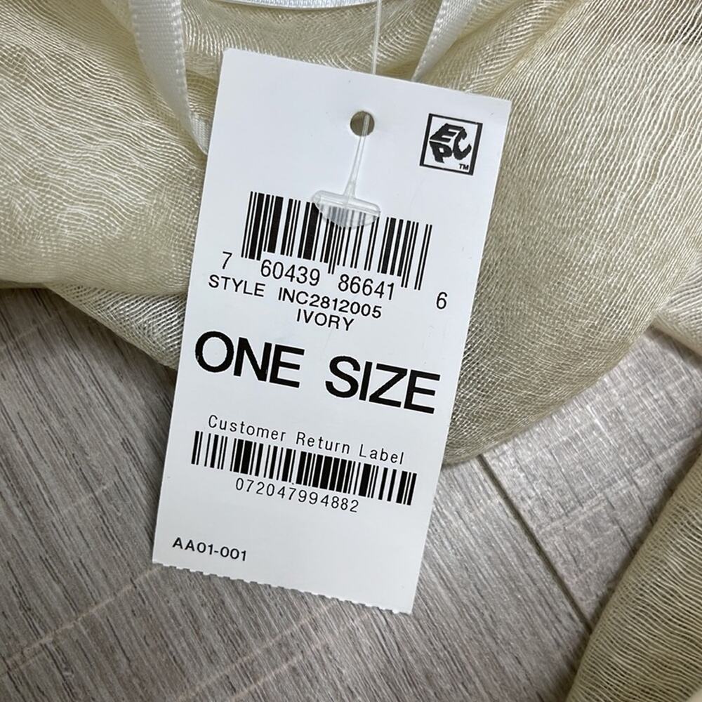 INC INTERNATIONAL CONCEPTS Ivory Sheer Shimmer Scarf Wrap - Picture 3 of 7